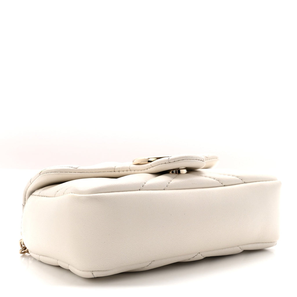 Lambskin Matelasse Mini GG Marmont Shoulder Bag White