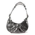 Metallic Agneau Arena Le Cagole Shoulder Bag XS Silver