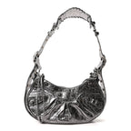 Metallic Agneau Arena Le Cagole Shoulder Bag XS Silver