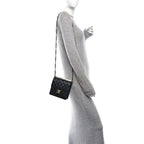 Goatskin Quilted Chic Pearls Flap Black