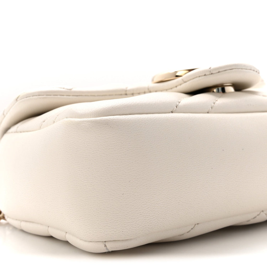 Lambskin Matelasse Mini GG Marmont Shoulder Bag White