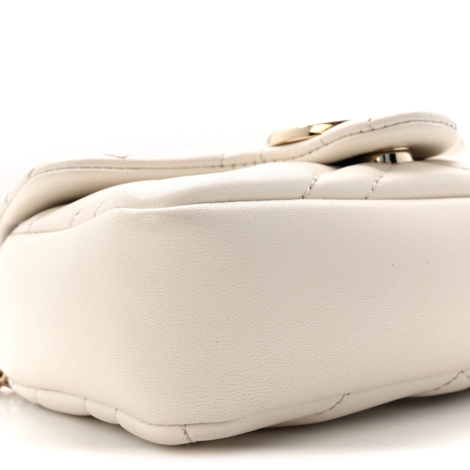 Lambskin Matelasse Mini GG Marmont Shoulder Bag White