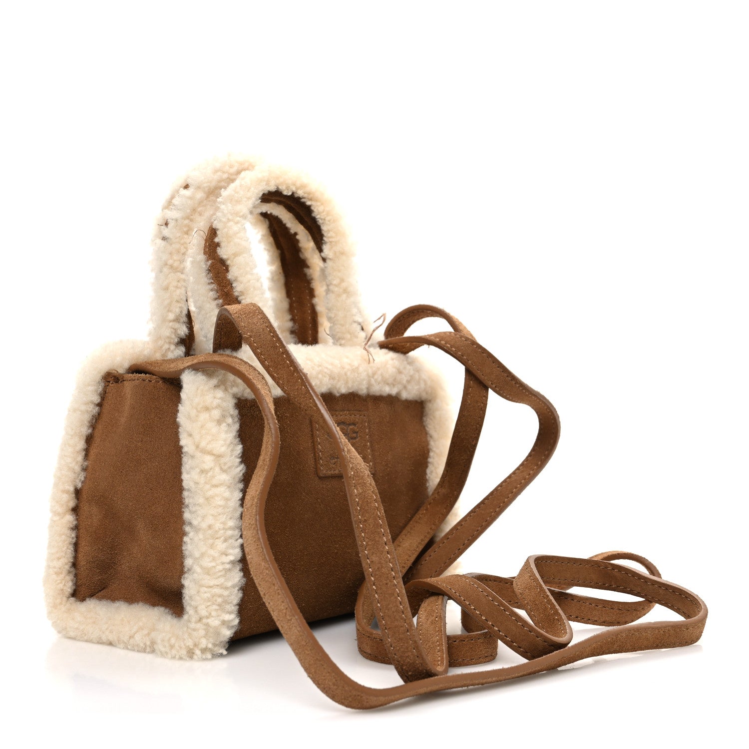 X UGG Suede shearling Small Shopping Bag Chestnut