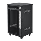16U AV Rack, 200 lbs Max Capacity, Home Recording Studio Rack with Lockable Caster Wheels, Open Frame Server Cabinet, Special Vent Design, for 19-Inch Audio Video Musical & IT Equipment Mounting