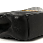 Sheepskin Matelasse Chevron Monogram Large College Satchel Black