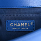 Calfskin Chevron Quilted Medium Boy Flap Blue