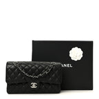 Caviar Quilted Medium Double Flap Black