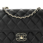 Lambskin Resin Quilted Mini Heart Square Flap Black