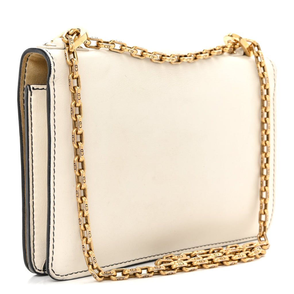 Calfskin J'Adior Chain Flap Bag Off White