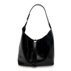 Shiny Calfskin Small Marcie Hobo Bag Black