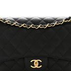 Caviar Quilted Jumbo Double Flap Black