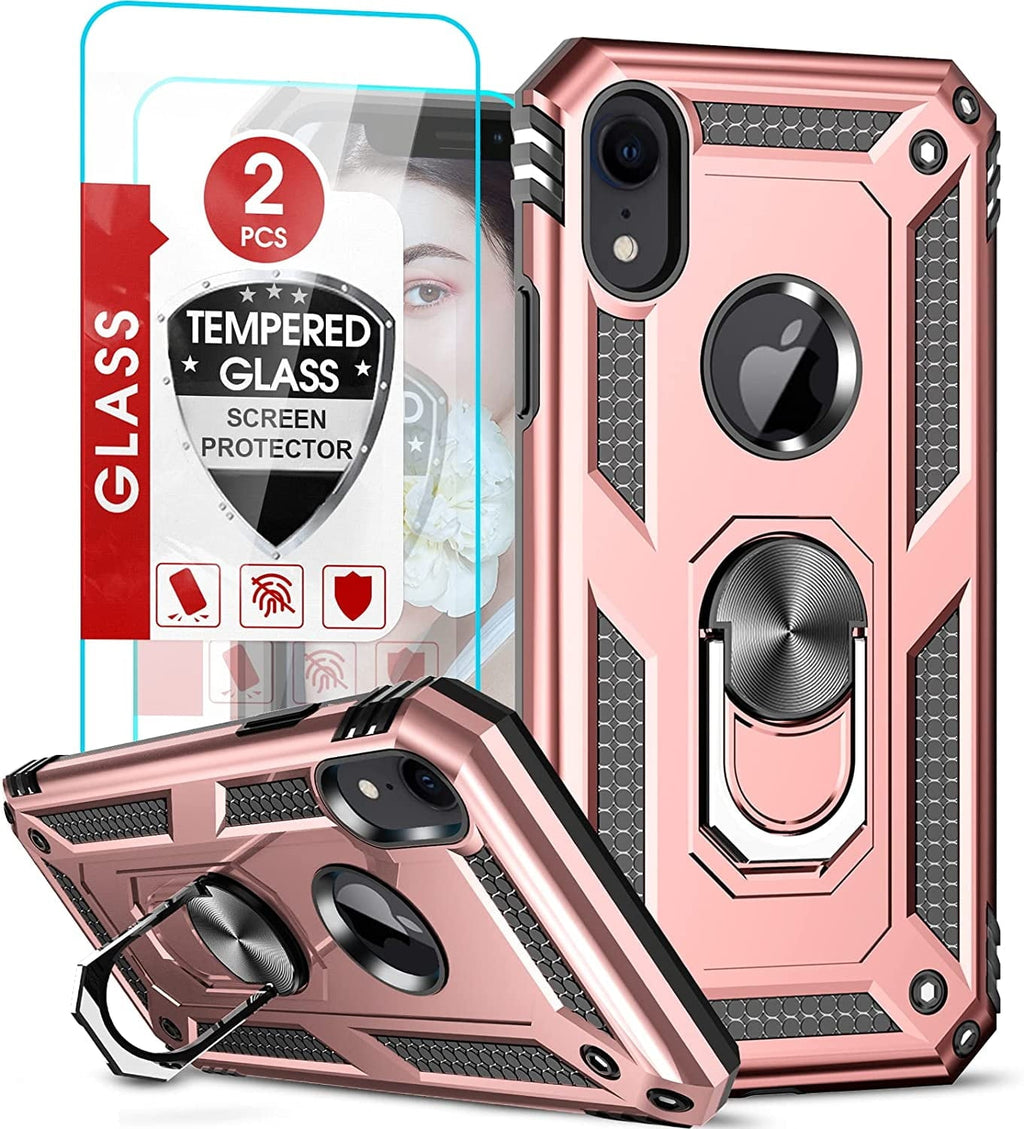 Entronix Bundle Compatible with iPhone XR - Guard Gripstand Case & 2 Clear Screen Protectors
