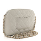 Caviar Quilted Classic Clutch With Chain Light Grey
