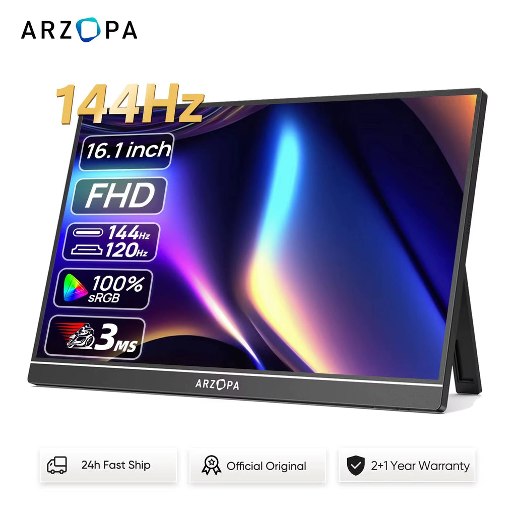 16.1" 144Hz Portable Gaming Monitor - 100% sRGB 1080P FHD HDR External Display for Switch, Xbox, PS5, Laptop, and PC
