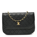 Lambskin Quilted Flap Bag Black