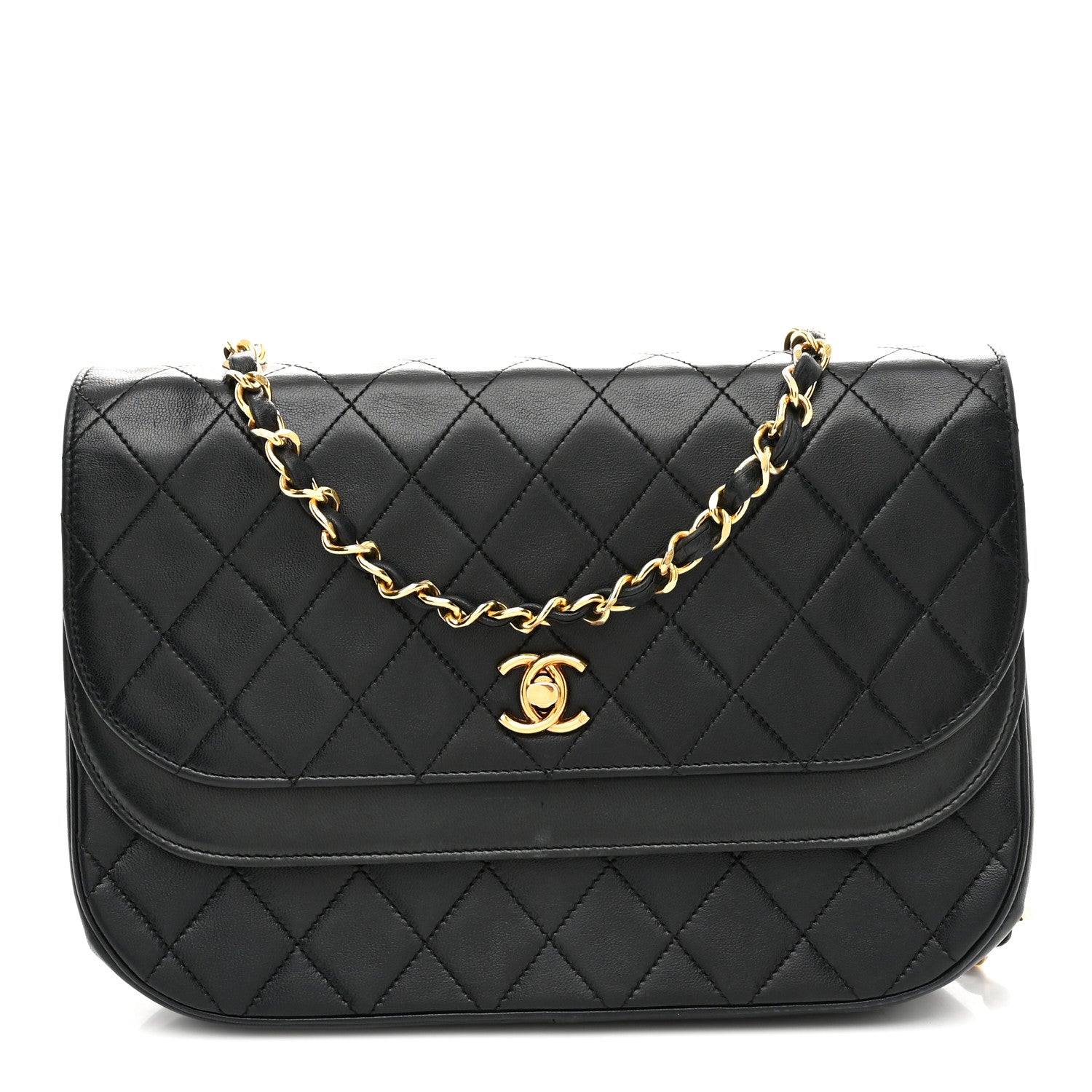 Lambskin Quilted Flap Bag Black