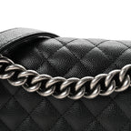Caviar Quilted Small Boy Flap Black