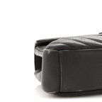 Sheepskin Matelasse Chevron Monogram Medium College Bag Asphalt
