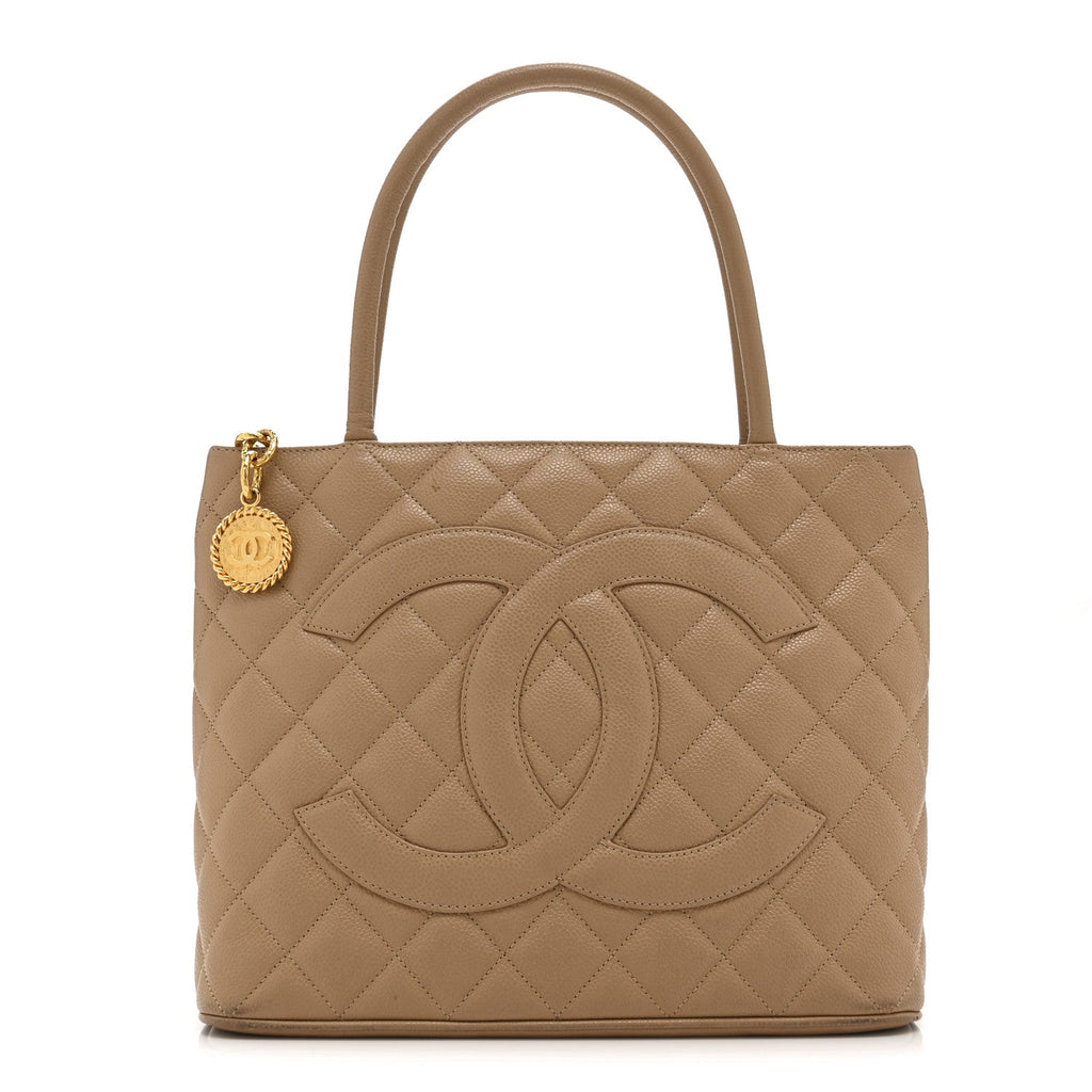 Caviar Quilted Medallion Tote Beige