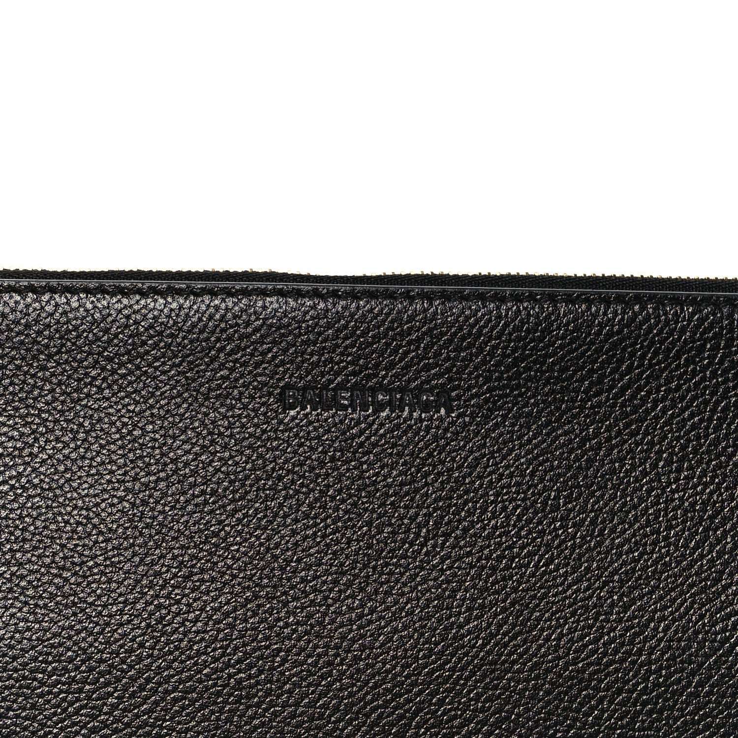 Calfskin Logo Large Cash Pouch With Handle Black White