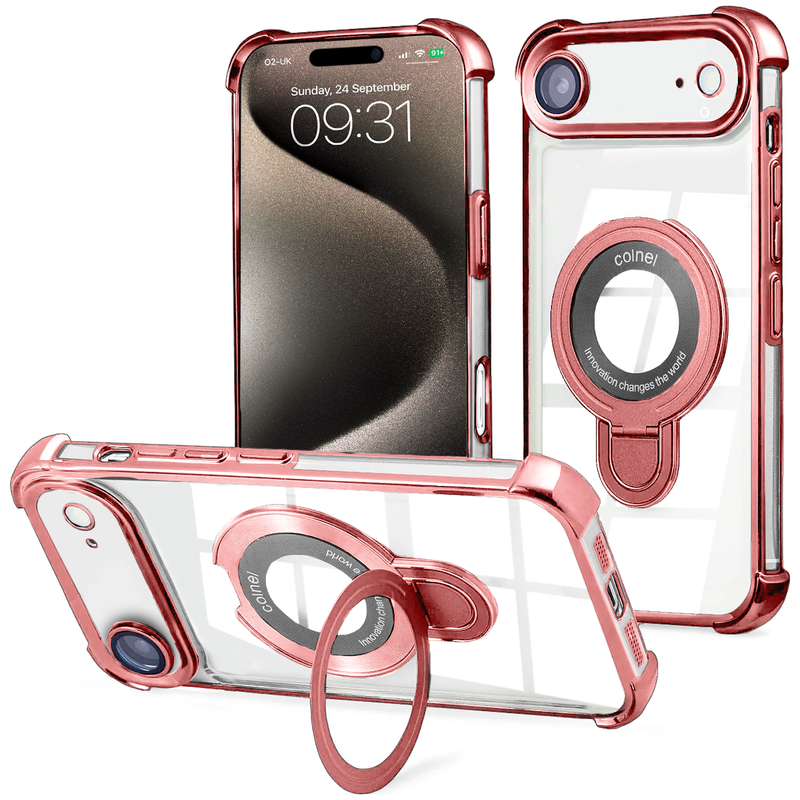 Entronix [Magnetic] Case Compatible with iPhone 17 Air - [Clear Back] Luxury Glossy Gripstand