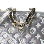 Satin Sequin Embroidered Monogram Coussin BB Silver