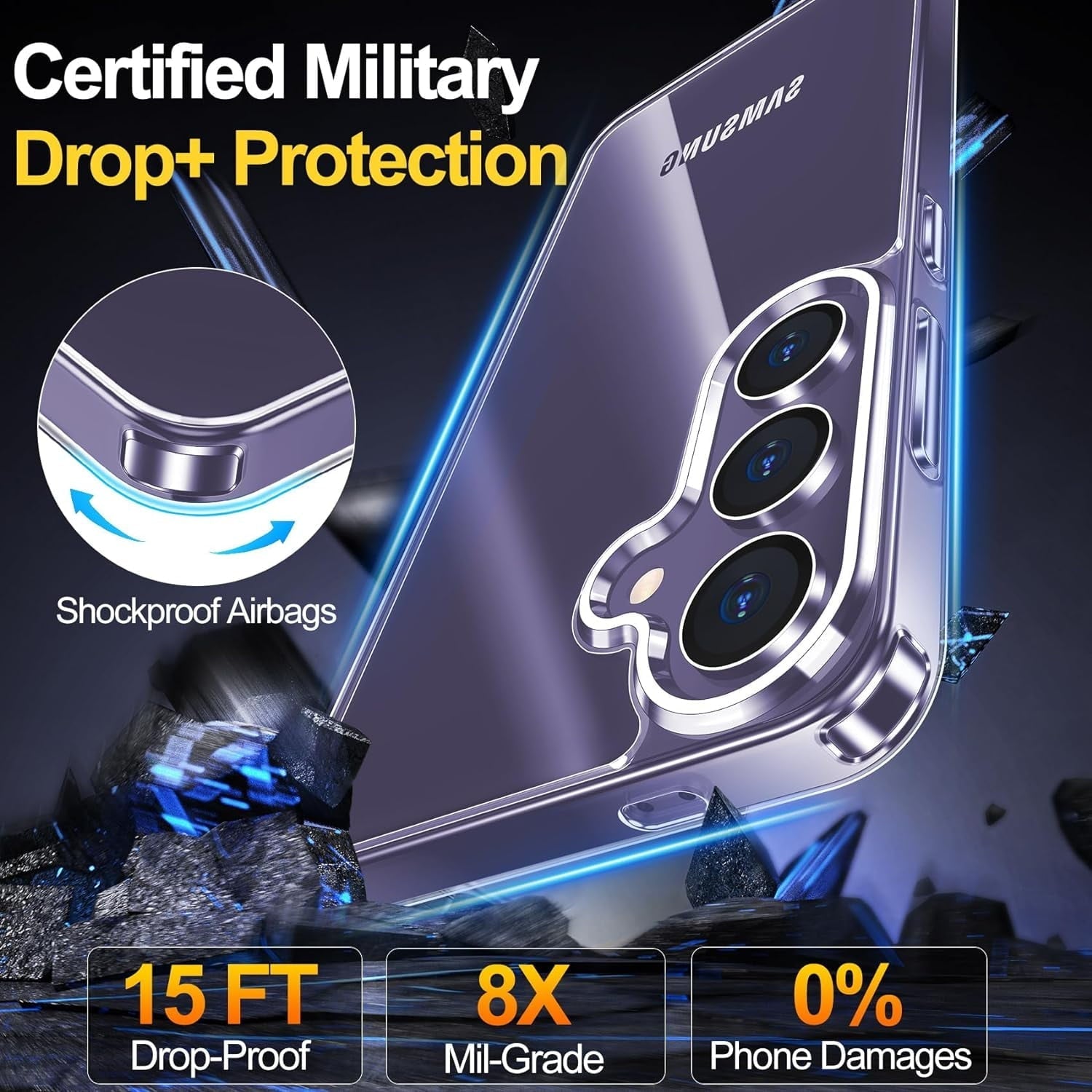 Entronix Bundle Compatible with Galaxy S25 - [Hard] Clear Case, 1 Clear Clear Screen Protector & 1 Camera Lens Protector