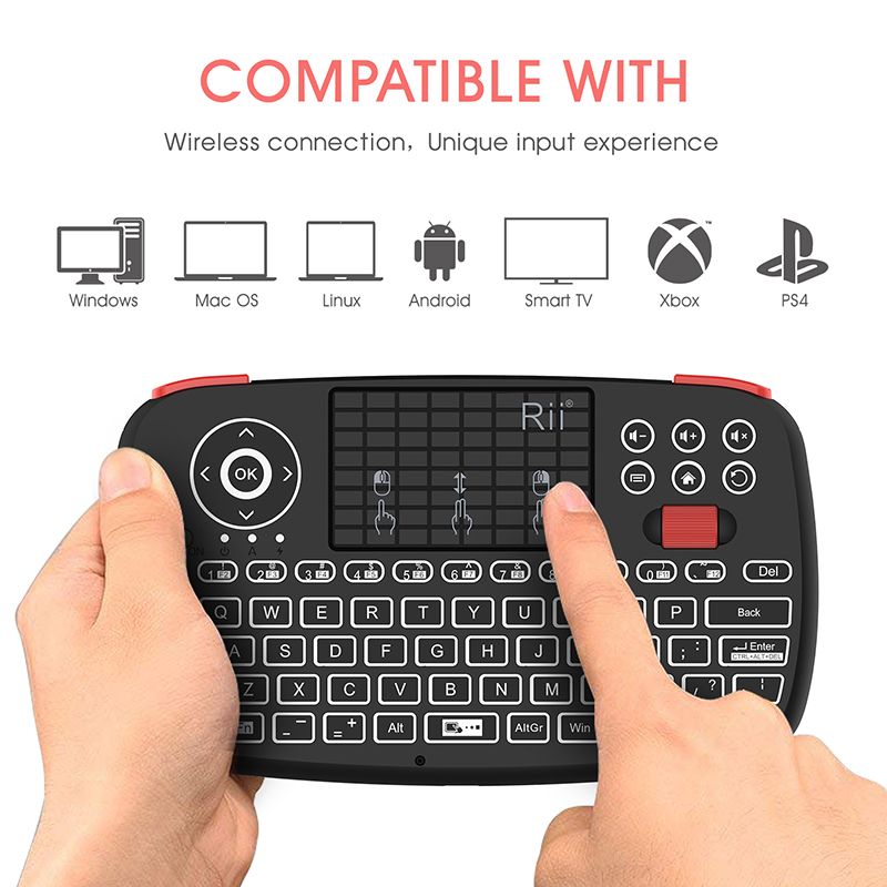 Mini Wireless Bluetooth Dual Mode Keyboard with Touchpad, Blacklit Portable Wireless Keyboard with 2.4G USB Dongle for Smartphone,PC
