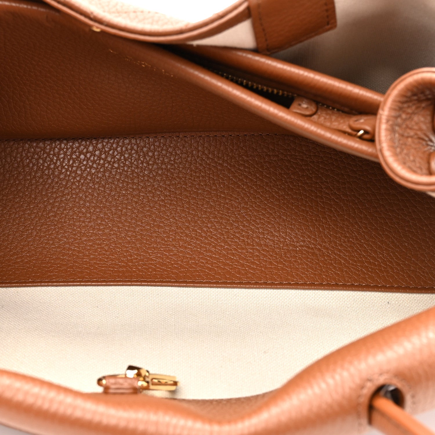 Grained Calfskin Stitched Urban Essentials Small Shopping Bag Camel