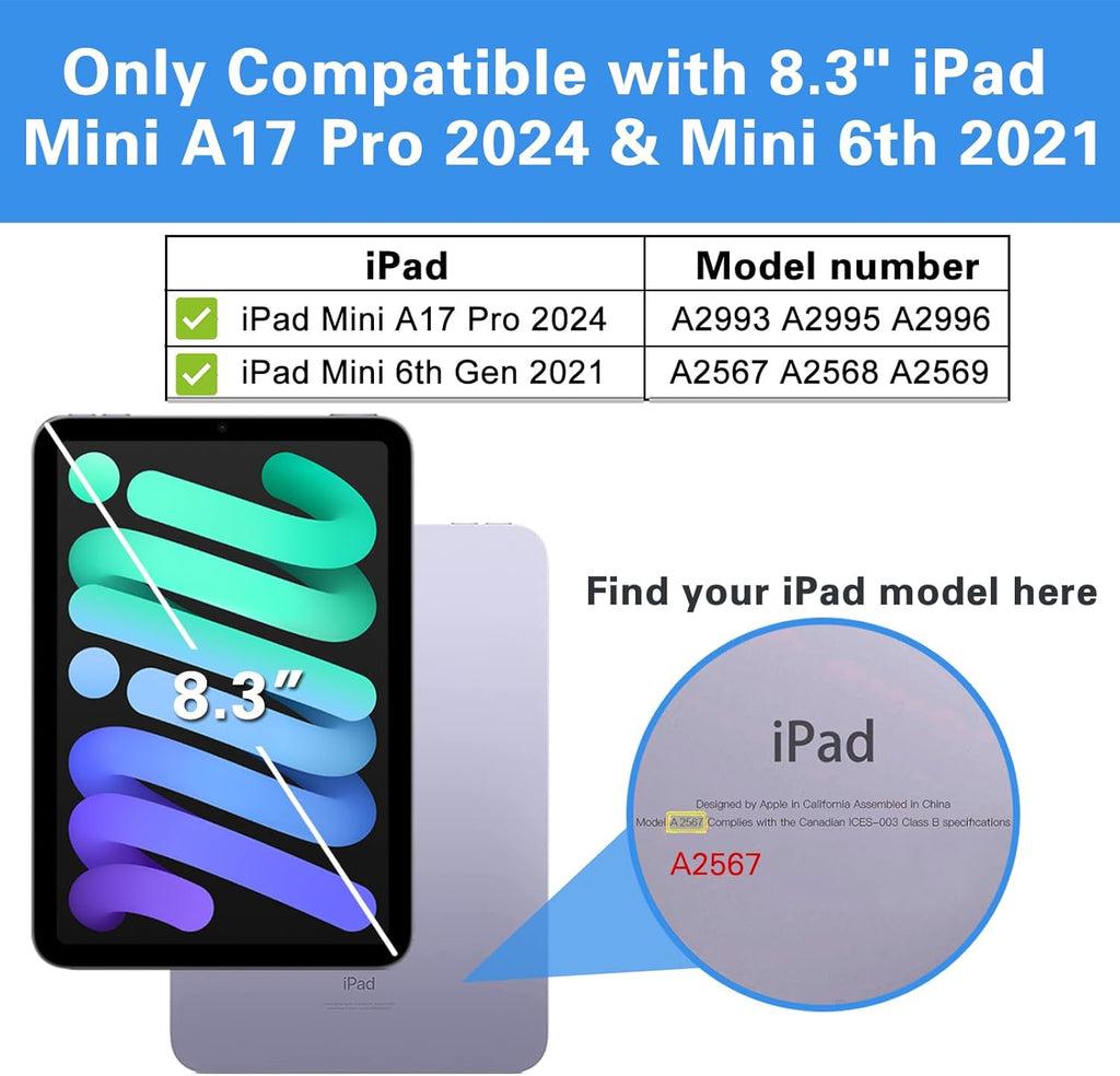 Entronix Clear Screen Protector Compatible with iPad Mini 7 (A17 Pro), 8.3" (2024, 7th Gen) - 3-Piece Combo