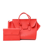 Crisped Calfskin Small Tie Knot Tote Vermillion