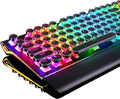 Typewriter Keyboard, Retro Mechanical Gaming Keyboard Wired 108 Keys with RGB Backlit Sidelight, Detachable Wrist Rest, Round Keycaps Blue Switches - Black