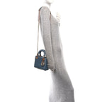 Alligator Crystal Mini Lady Dior Blue