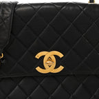 Lambskin Quilted Medium Single Flap Black