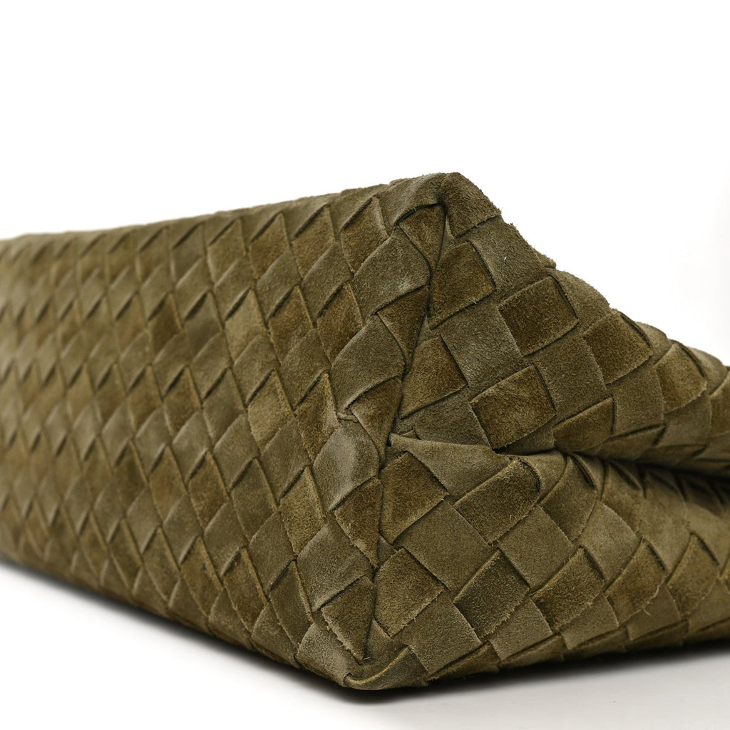 Suede Intrecciato Medium Andiamo Shoulder Bag Mud