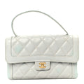 Calfskin Quilted Wild Stitch Large Flap Light Blue