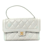 Calfskin Quilted Wild Stitch Large Flap Light Blue