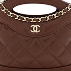 Shiny Crumpled Calfskin Quilted Nano 31 Shopping Bag Brown