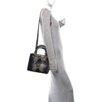 Snakeskin Small Lady Dior Bleu Multicolor