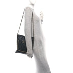 Calfskin Quilted Chain Flat Tote Black