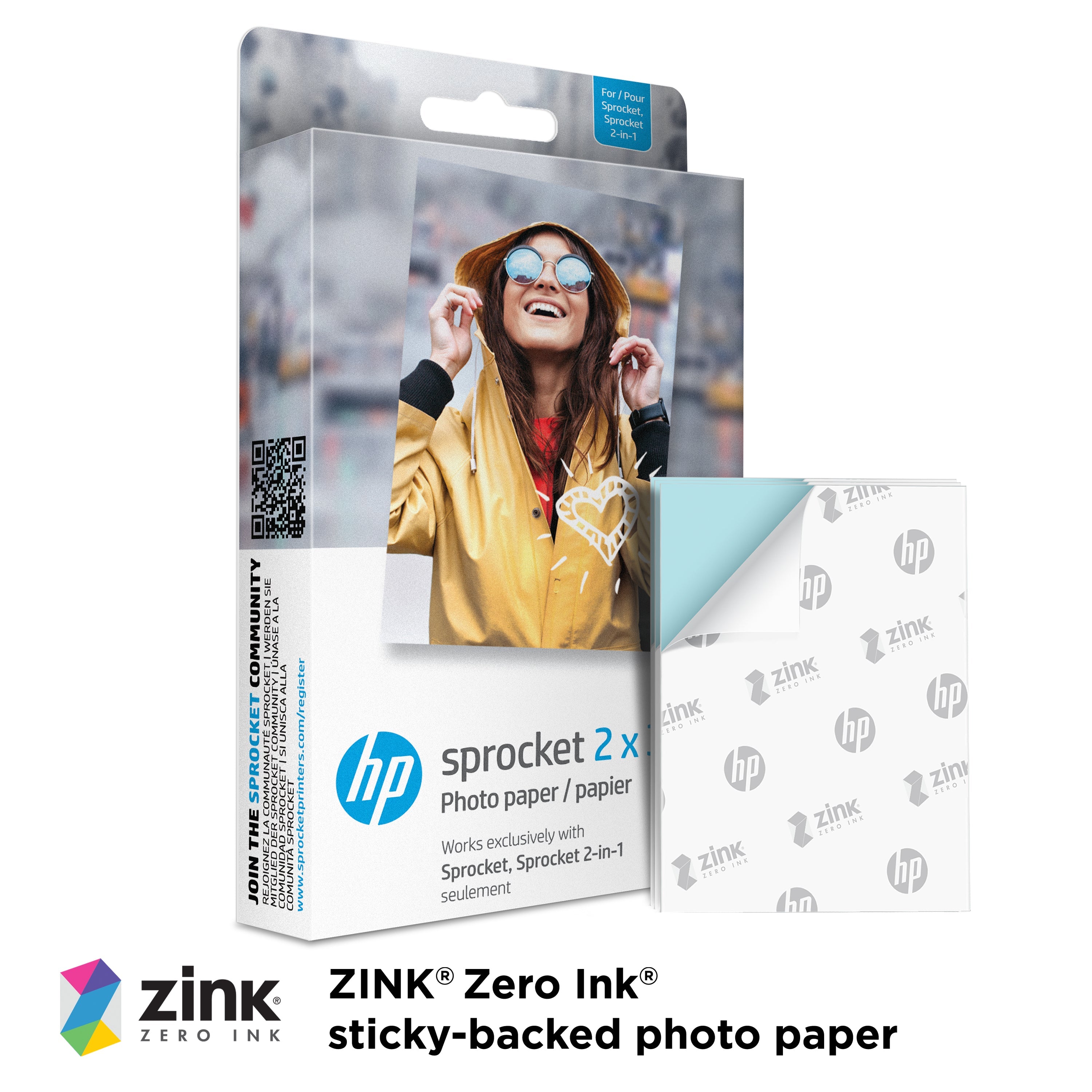 HP Sprocket Sticky Back Zink Photo Paper 2x3" (50 Sheets), Stickers & Album Starter Bundle