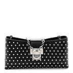 Calfskin Studded Trifolio Shoulder Bag Black