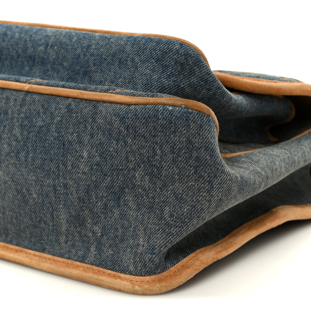 Denim Suede Monogram Medium Niki Chain Satchel Blue Cinnamon