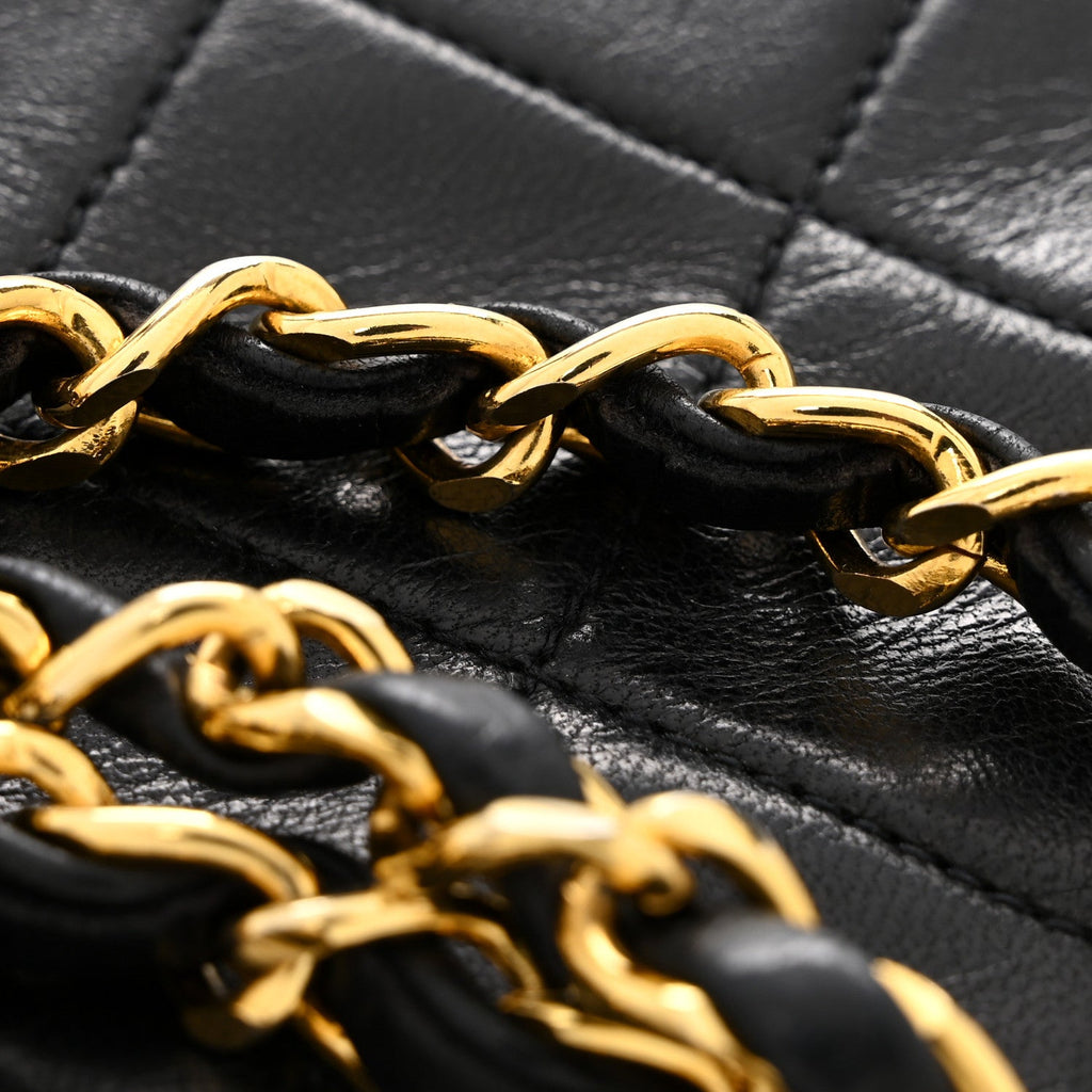 Lambskin Quilted Small Single Flap Black