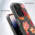 Pressed Dried Flower Design Phone Case For Iphone 14 Pro In Red