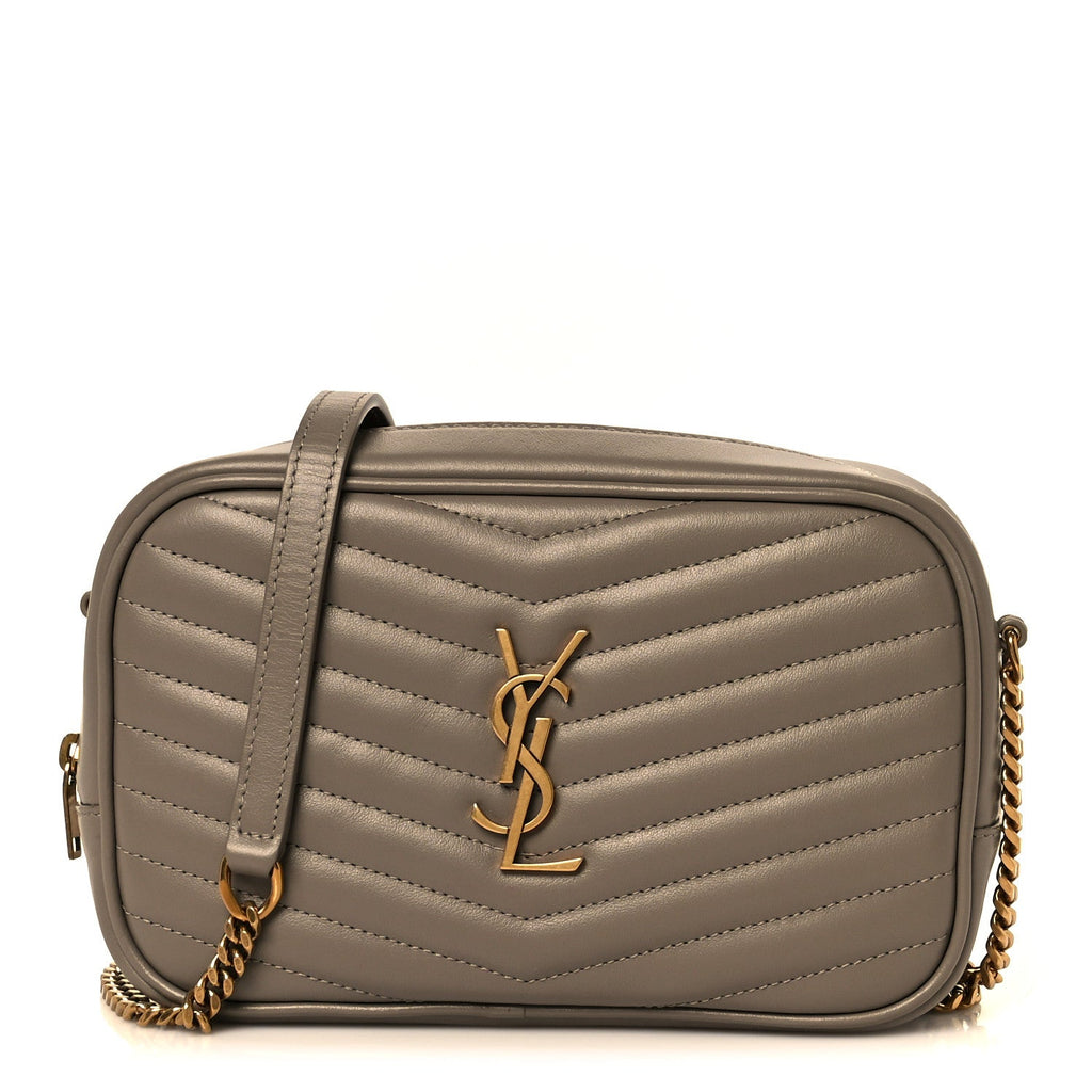 Calfskin Matelasse Monogram Mini Lou Camera Bag Greyish Brown