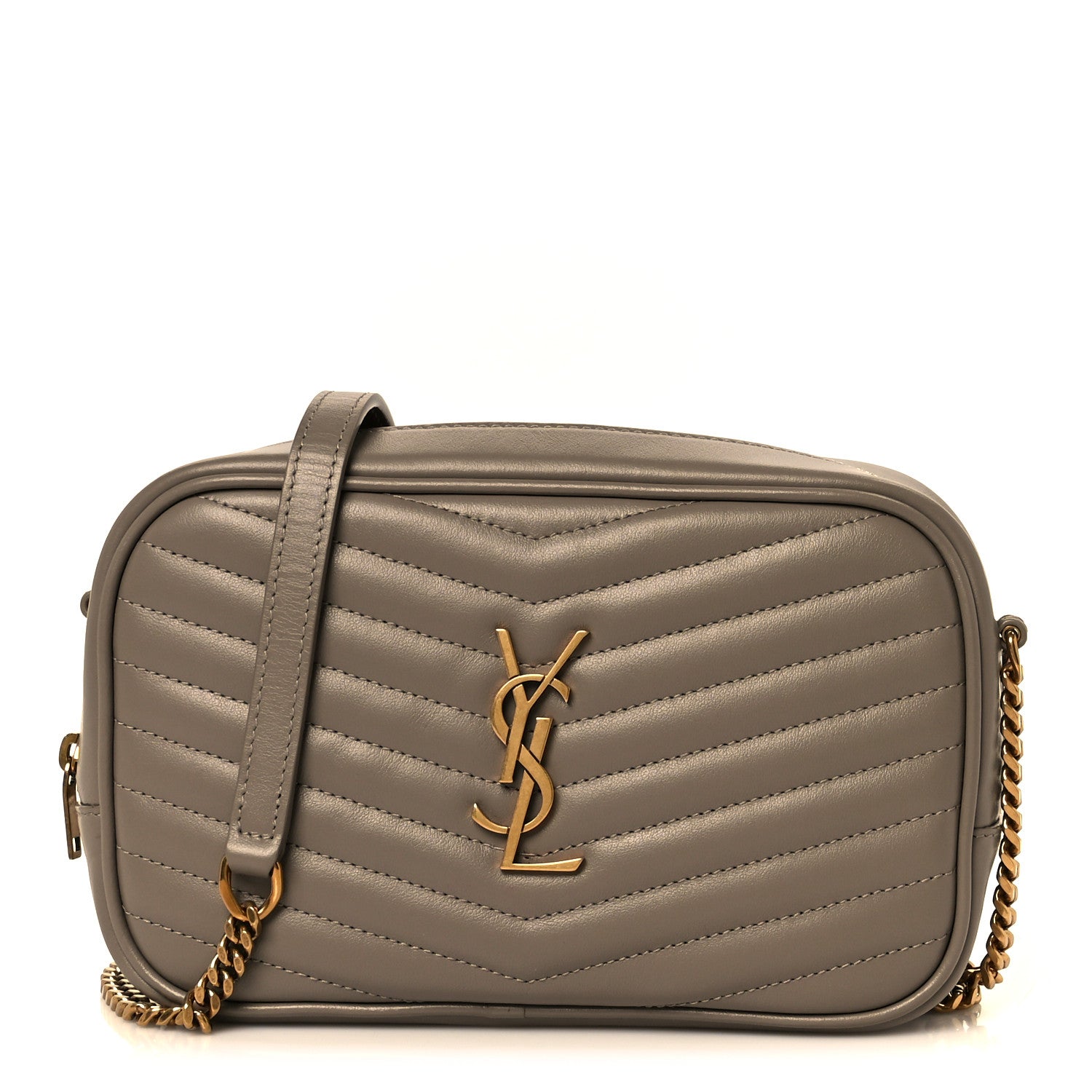 Calfskin Matelasse Monogram Mini Lou Camera Bag Greyish Brown