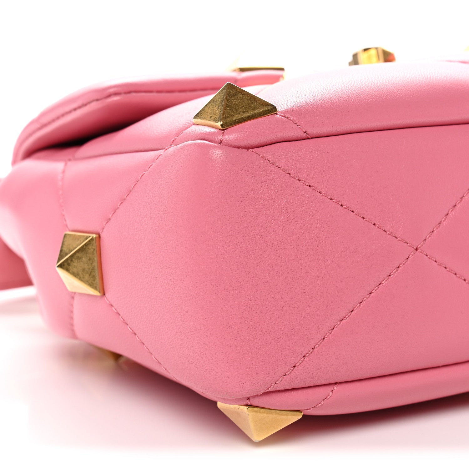 Nappa Medium Roman Stud Shoulder Bag Flamingo Pink