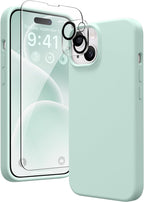Entronix Bundle Compatible with iPhone 13 - Liquid Silicone Case, 1 Clear Screen Protector & 1 Camera Lens Protector