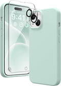 Entronix Bundle Compatible with iPhone 15 - Liquid Silicone Case, 1 Clear Screen Protector & 1 Camera Lens Protector